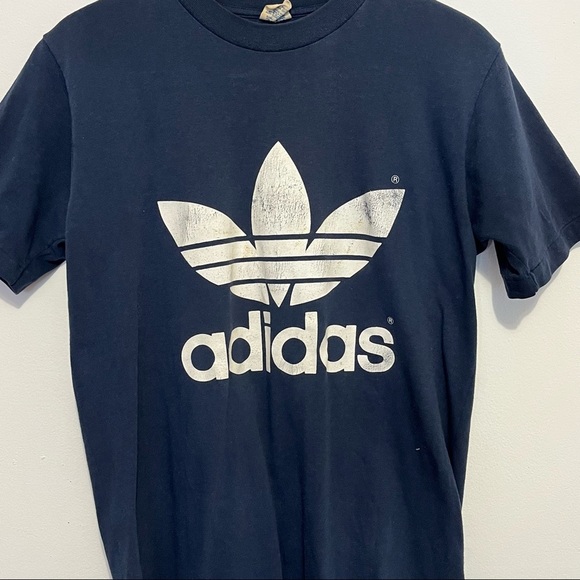 Vintage 80s Adidas Trefoil Short Sleeve Single Stitch T Shirt Mens Size Medium - Picture 2 of 10
